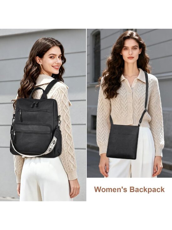 Trendy PU Leather Backpack Purse Set for Women | 3-Piece Multi-Functional main image 4